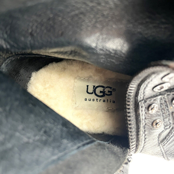 UGG Australia Conor 1003605 Studded Black Leather & Shearling Mid Calf Boots US7 - Picture 12 of 16